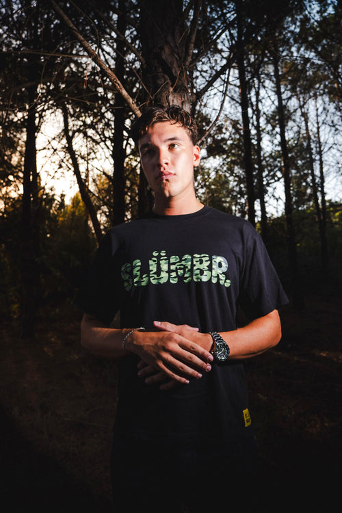 SLÜMBR - T-shirt Noir Camo vert