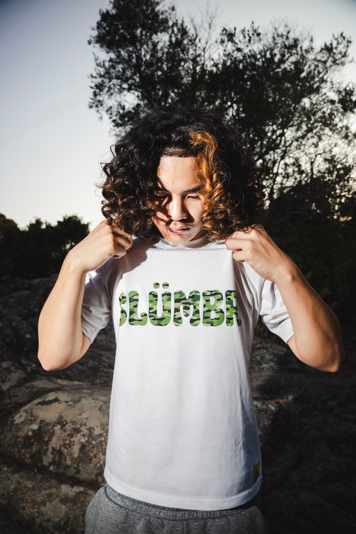 SLÜMBR - T-shirt Blanc Camo vert